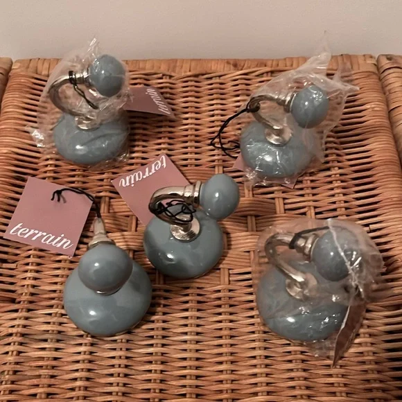 Anthropologie Ceramic Wall Hook Set of 5 NIP